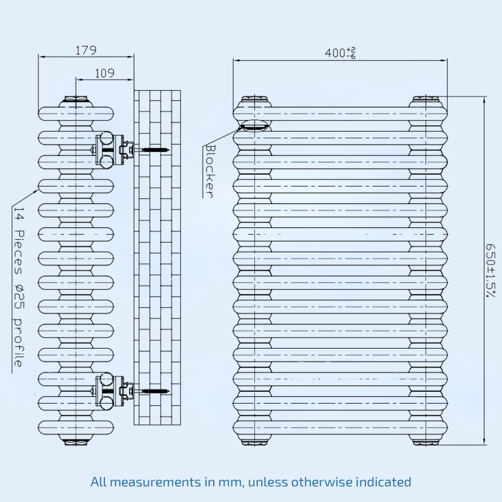 Kartell Laser Klassic 400mm H x 650mm W White Vertical Designer Radiator - LCL404014-N