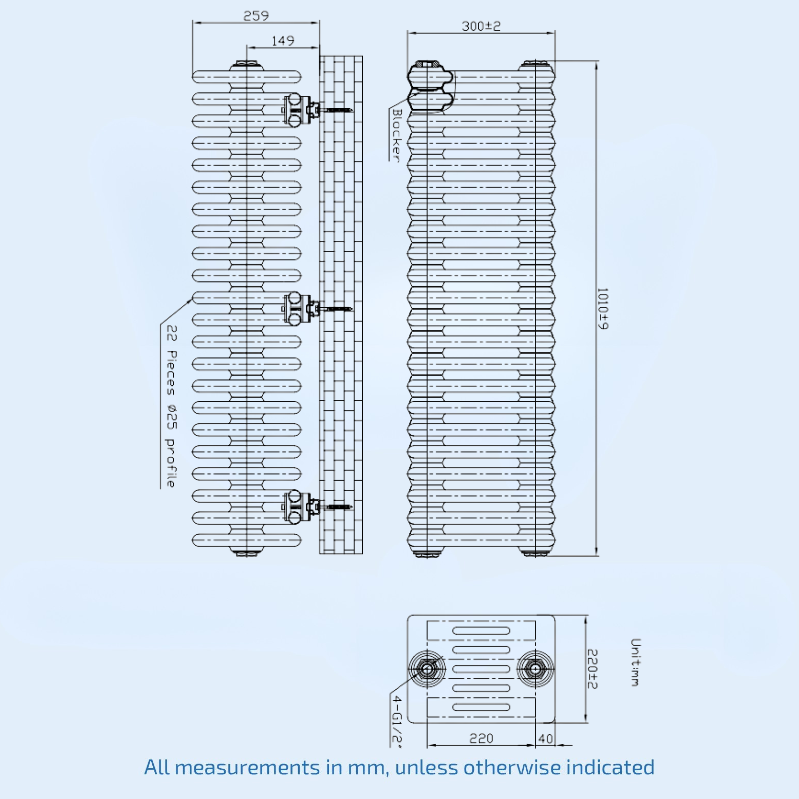 Kartell Laser Klassic 300mm H x 1010mm W White Horizontal Designer Radiator - LCL603022-N