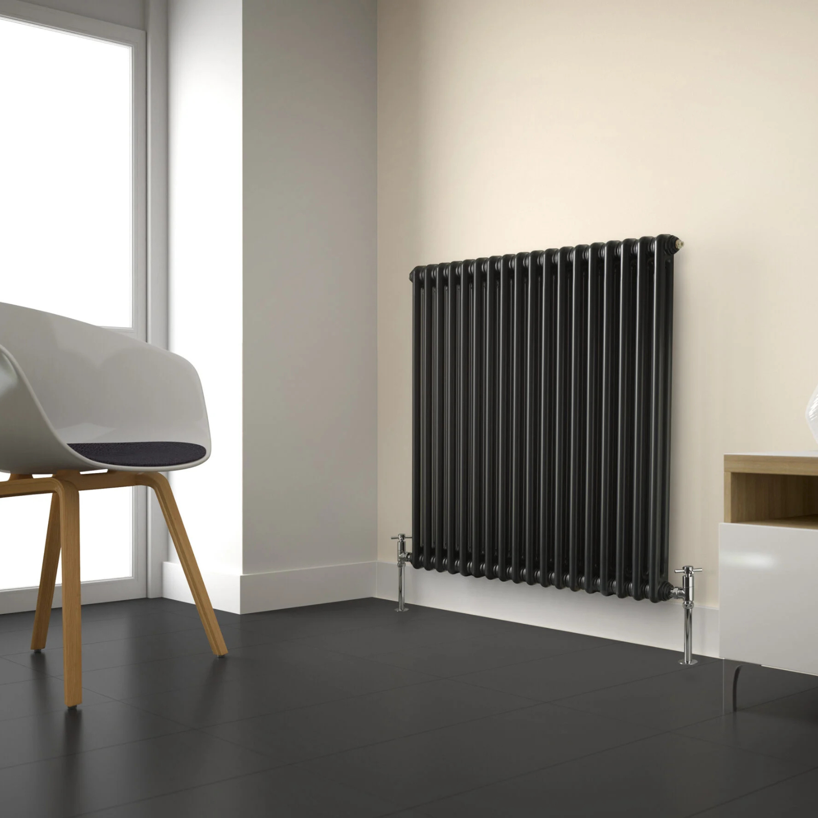 Kartell Laser Klassic 3 Column 14 Section 600mm H x 650mm W Textured Grey Horizontal Designer Radiator - ALCL306014-N