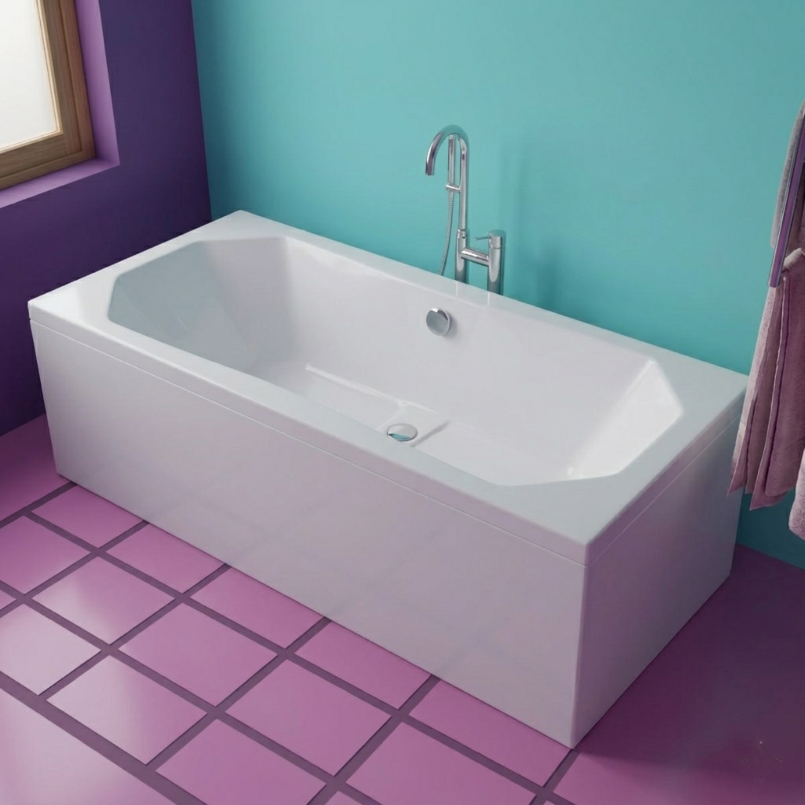 Kartell Astlea 1700mm x 750mm White Double Ended Bath - AST1775DUOB