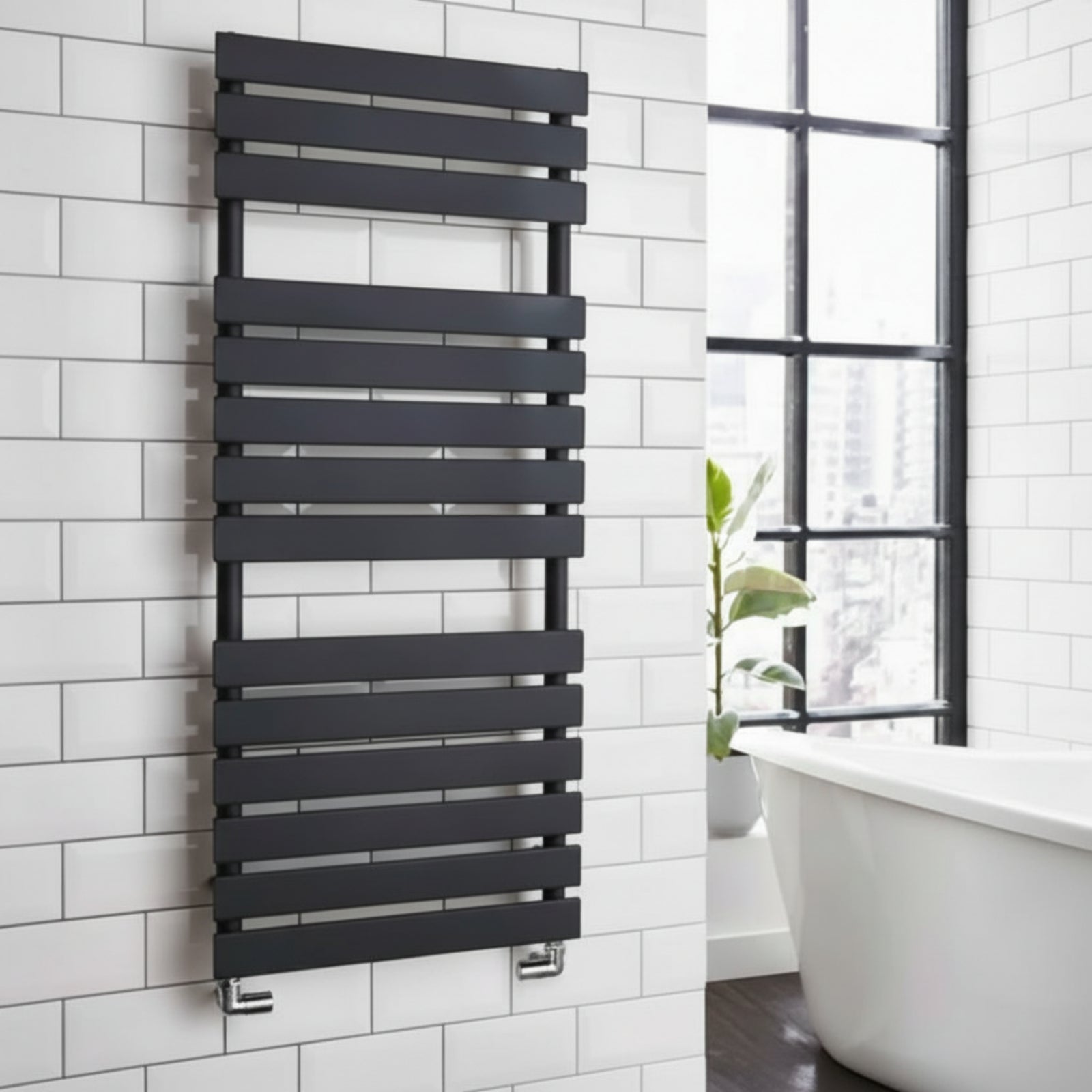 Kartell Atlantic 500mm W x 1185mm H Anthracite (Textured Grey) Vertical Designer Towel Rail - ATL500-1200A