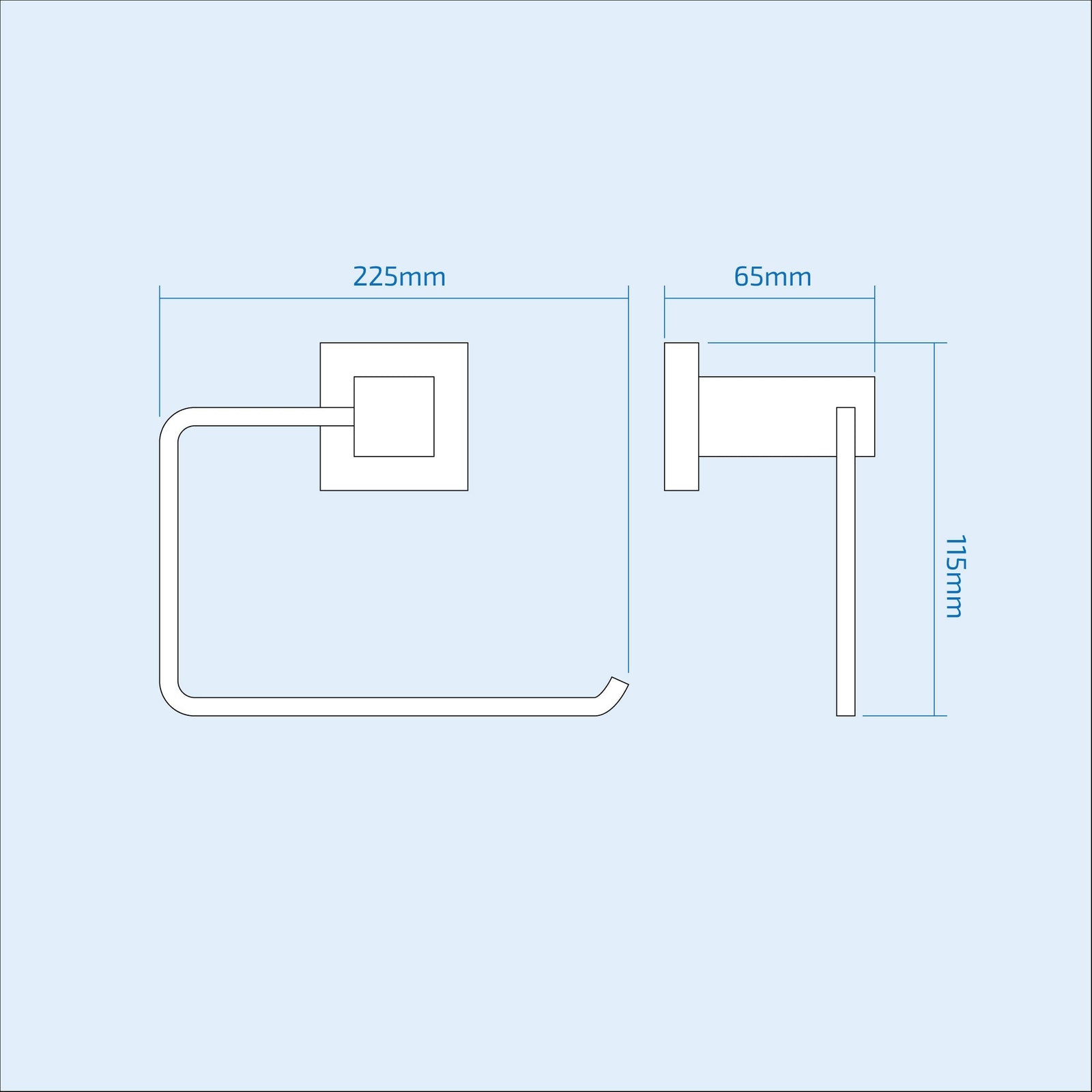Modern Square Black Matte Towel Holder Rail