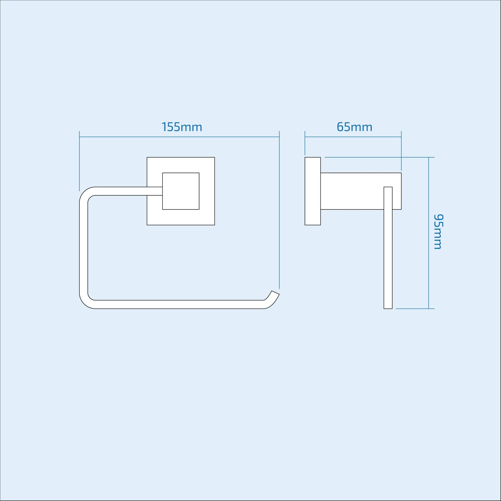 Square Toilet Paper Roll Holder Matte Black