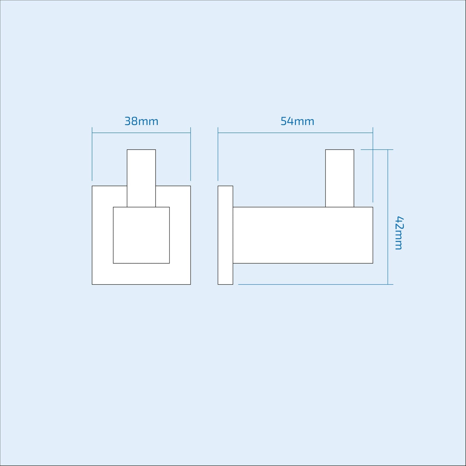 Single Square Robe Hook Chrome