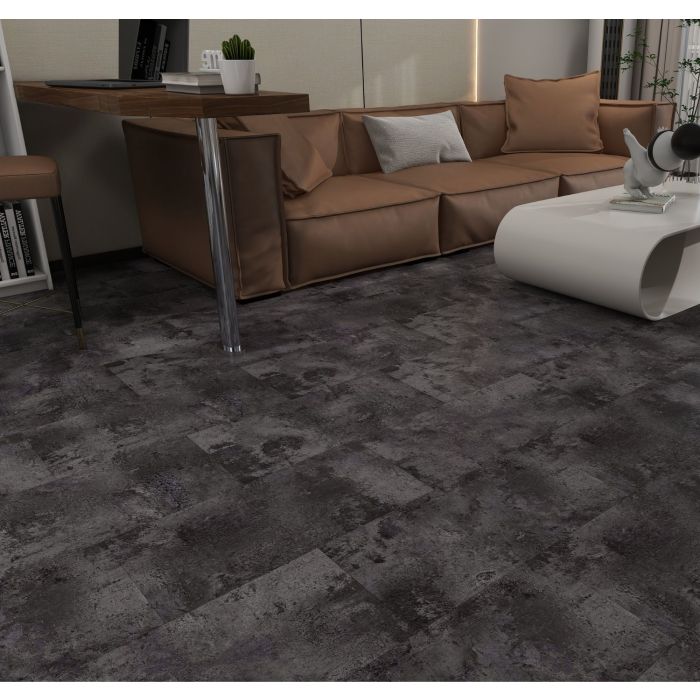SPC Vinyl Click Flooring Tile 610mm x 305mm Anthracite Marble 5.35mm Thick - Pack of 10