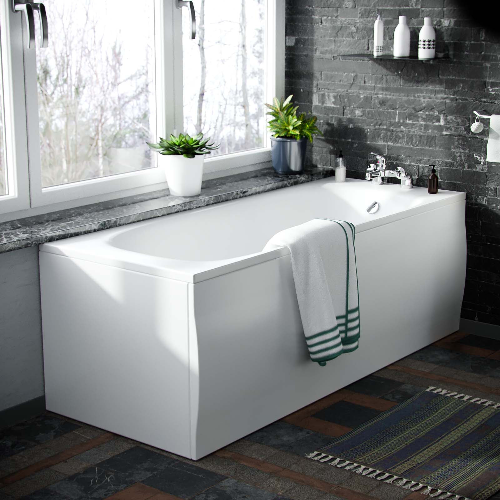 Pedestal Basin & Close Coupled WC Toilet with Straight Edge Bath Bathroom Suite