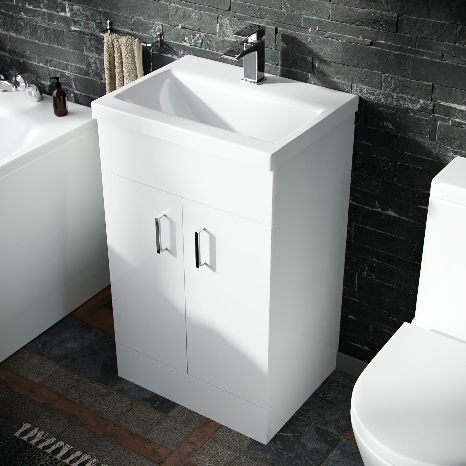 Nanuya 500mm Vanity Basin Unity & Rimless Close Coupled Toilet White