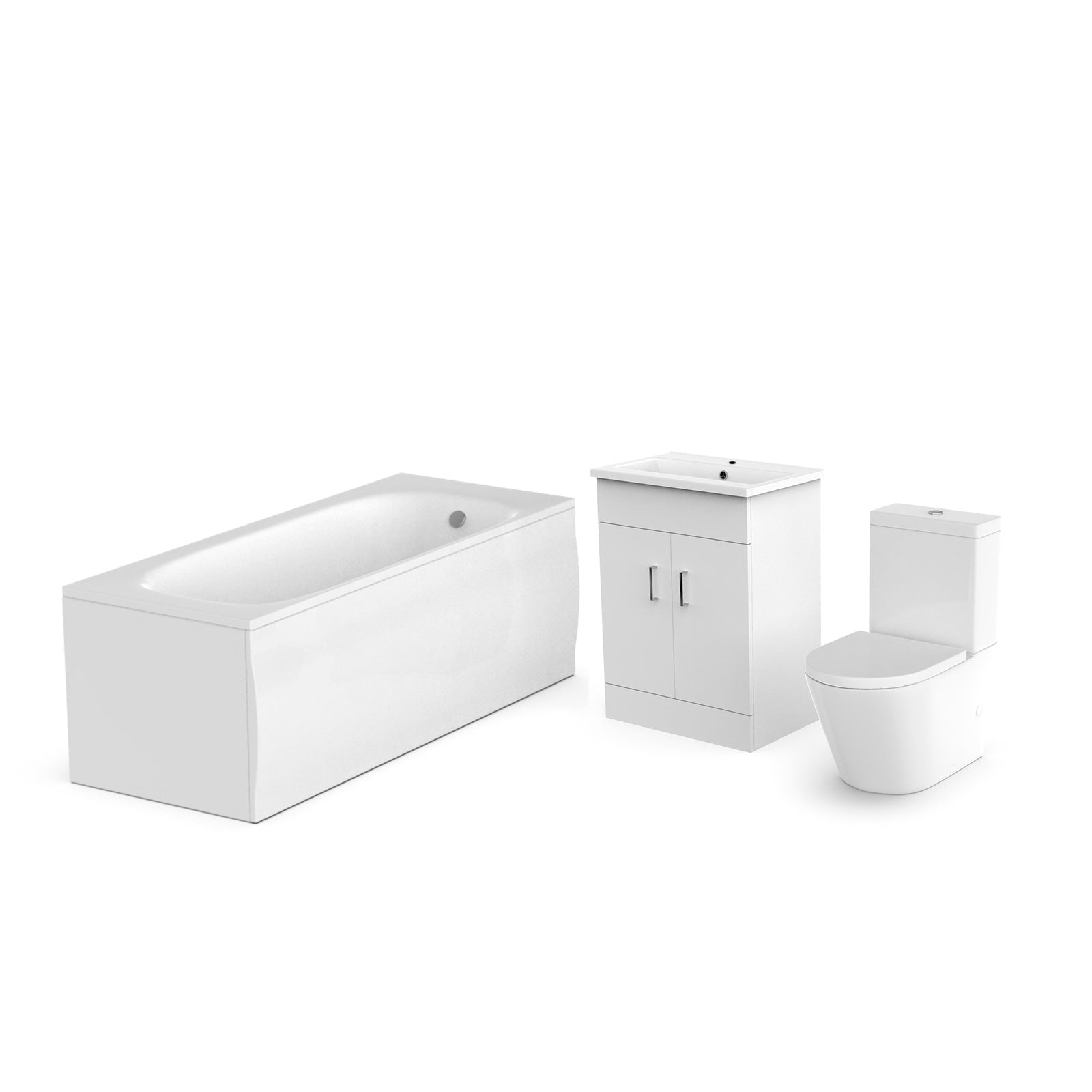 Nanuya Basin Vanity Unit & Close Coupled WC Toilet with Straight Edge Bath Bathroom Suite