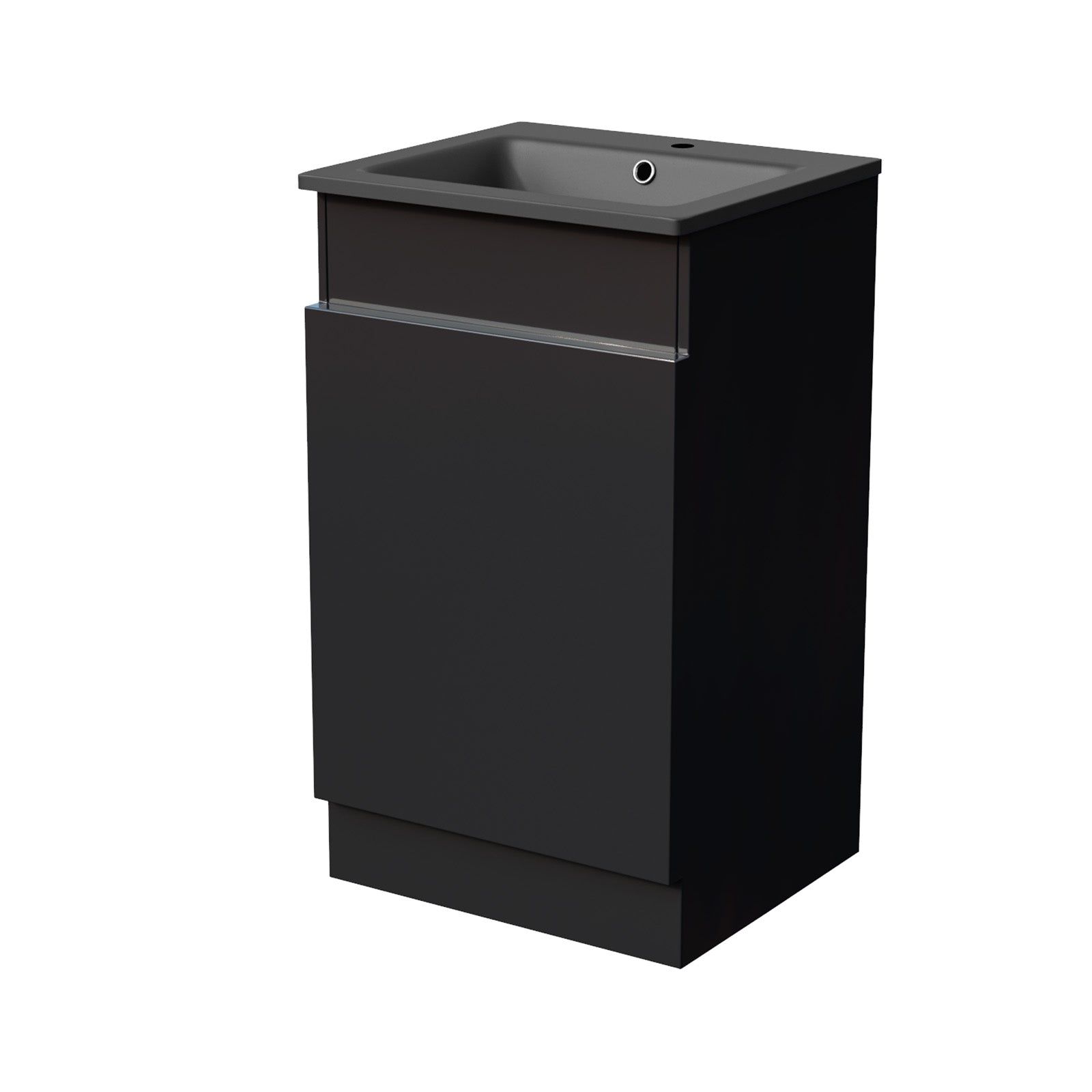 Aston 485mm Left Hand Dark Oak Vanity Unit with Black Resin Basin