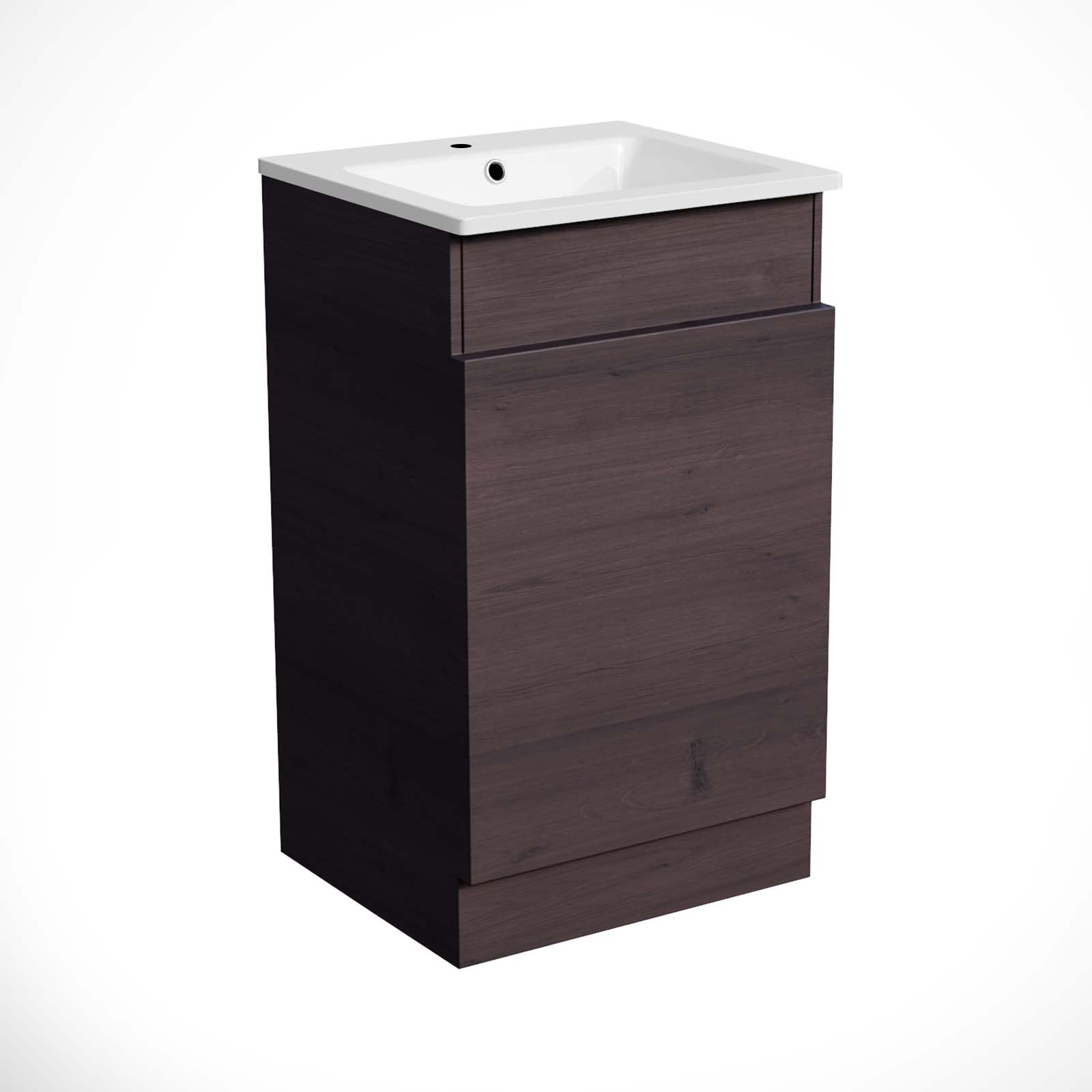 Aston 485mm Right Hand Dark Oak Vanity Unit with White Resin Basin
