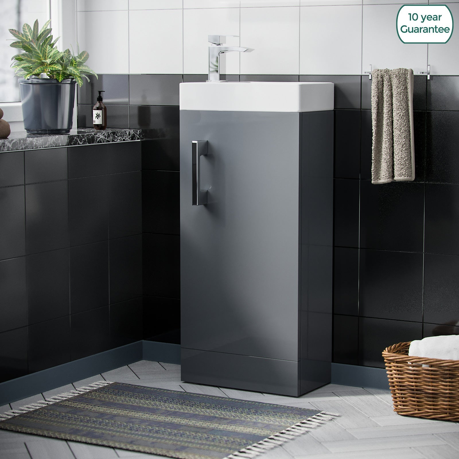 Nanuya Freestanding Grey Cloakroom 400 mm Basin Vanity Unit