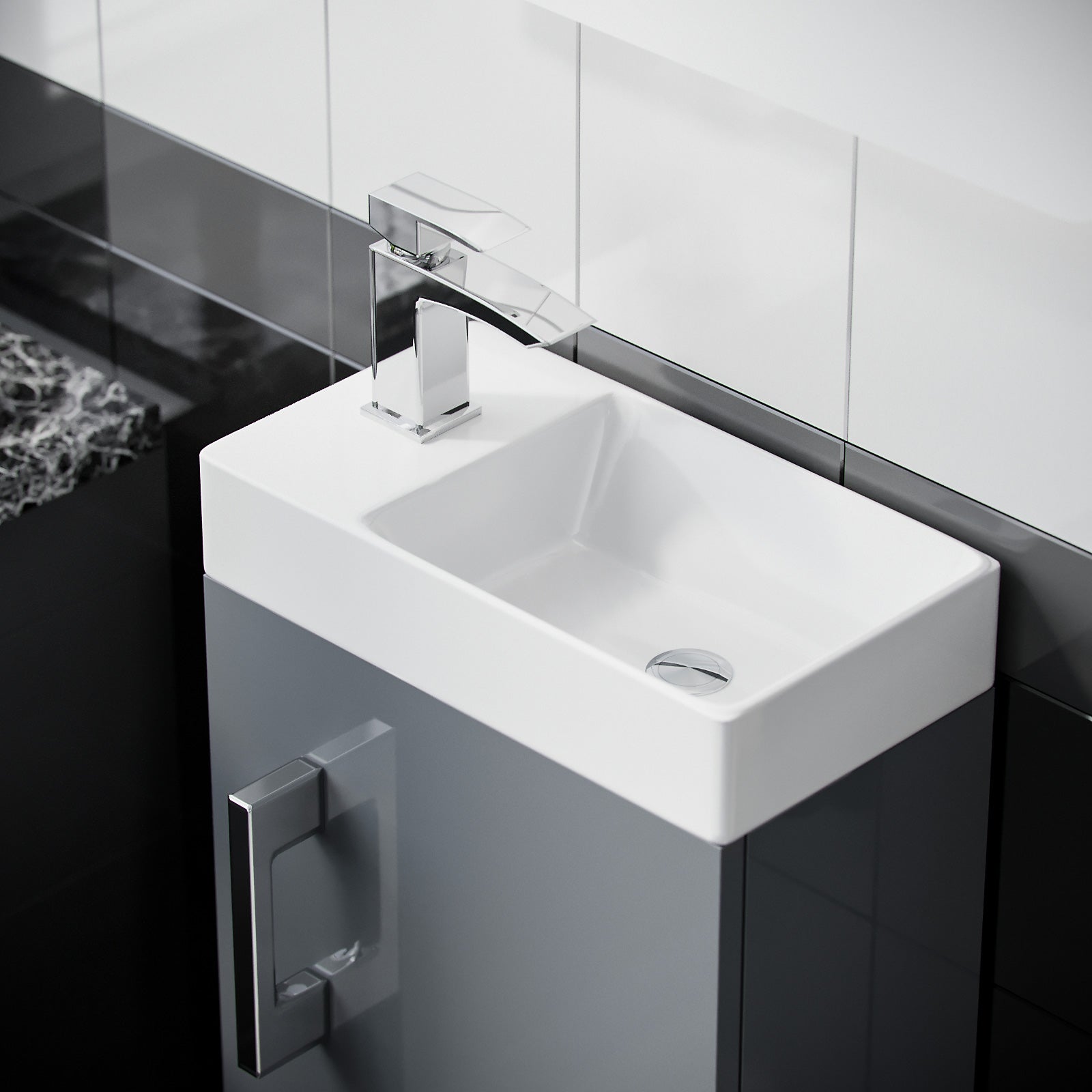 Nanuya Freestanding Grey Cloakroom 400 mm Basin Vanity Unit