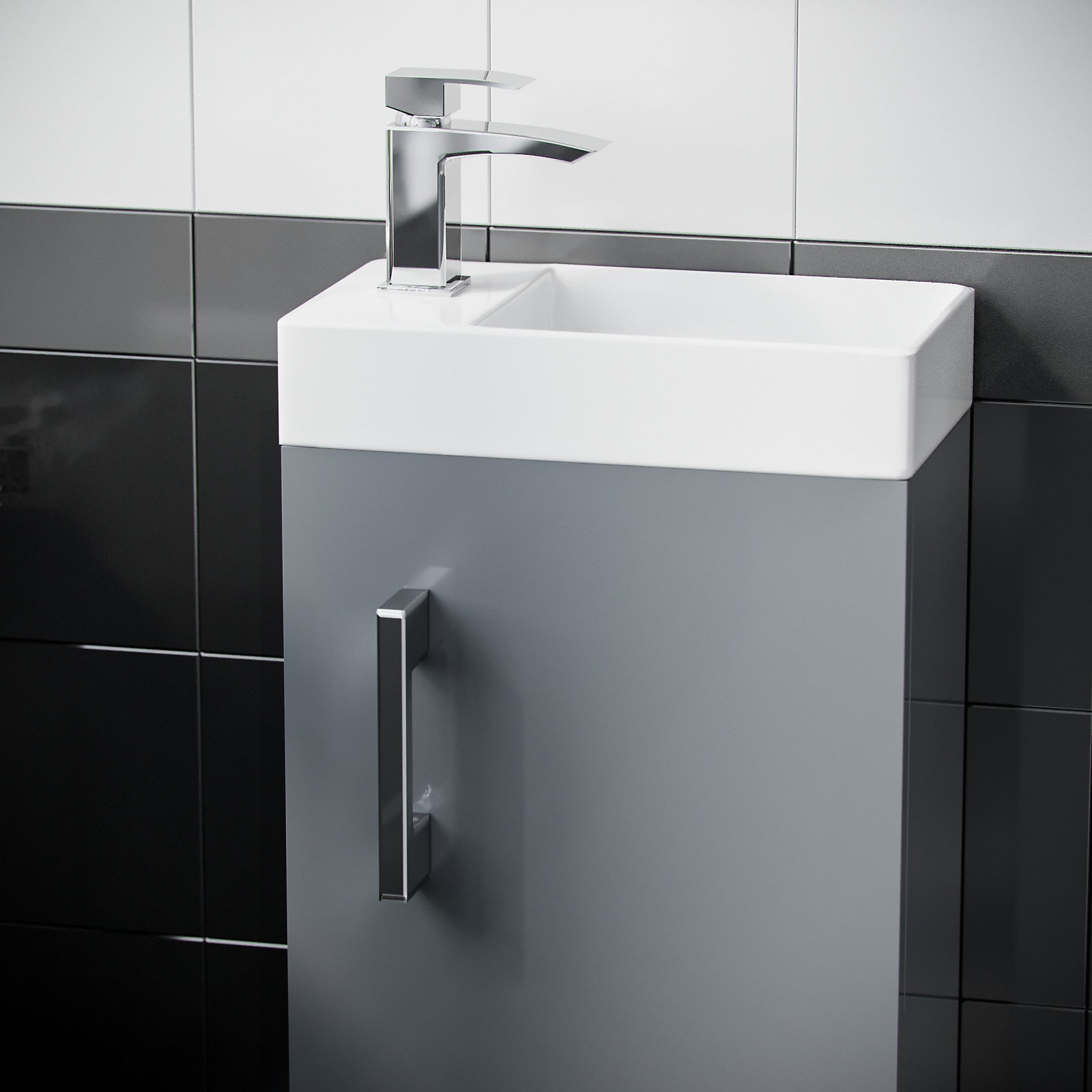 Nanuya Freestanding Grey Cloakroom 400 mm Basin Vanity Unit