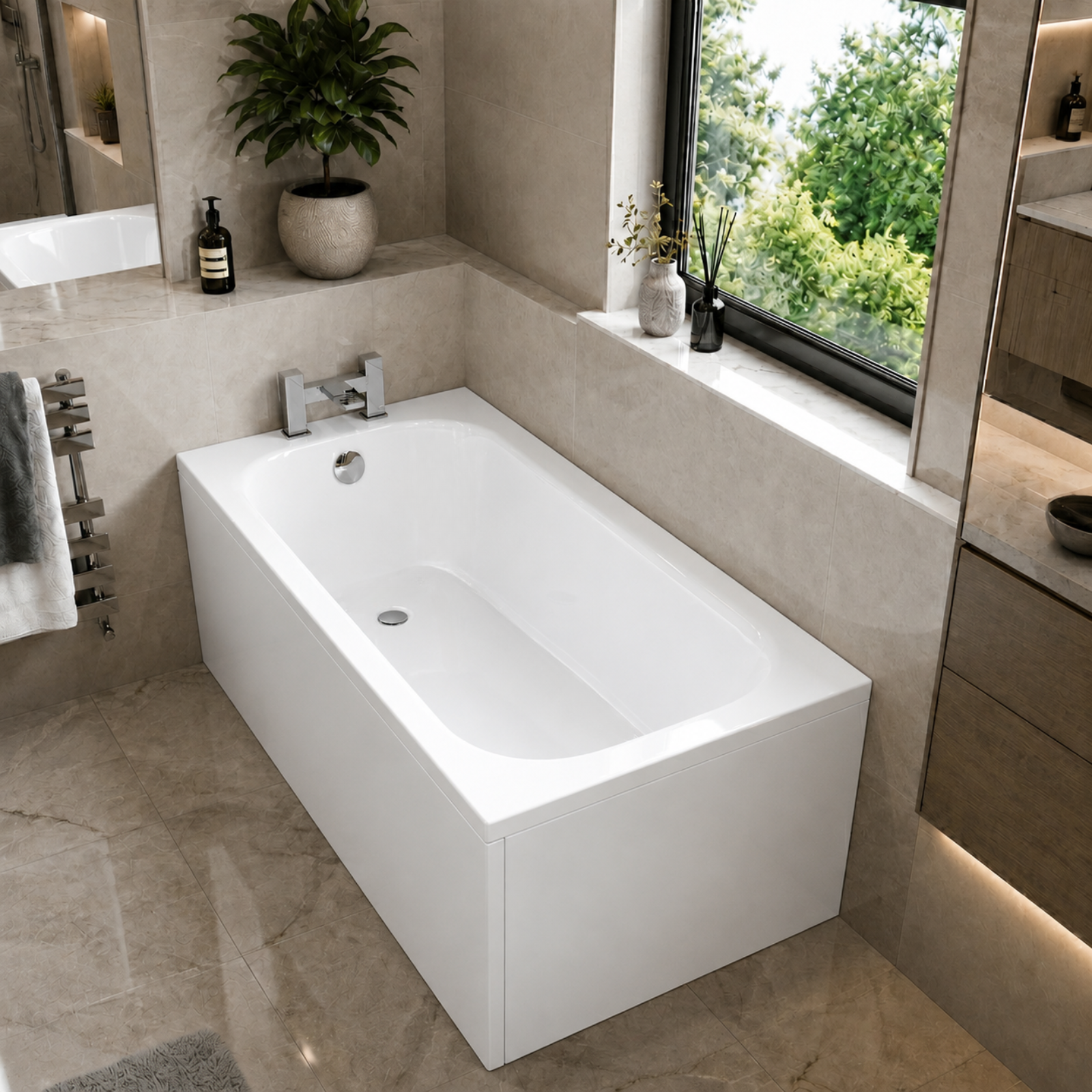Taunton 1700mm x 700mm Standard Straight Round Bathroom Bath Tub