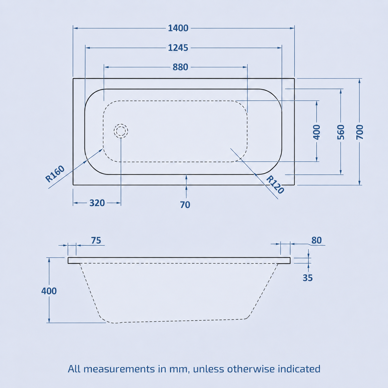 Bathroom Suite 1400mm Round Bathtub with 500mm Freestanding Vanity & Toilet