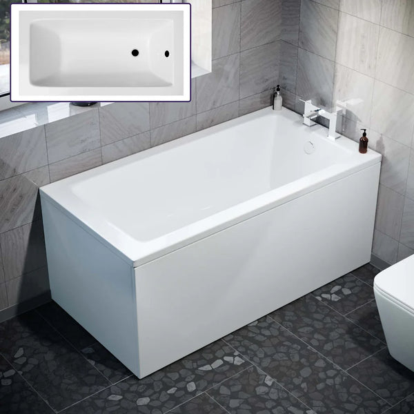 1400mm x 700mm Square Style Single End Straight Bath with Legs