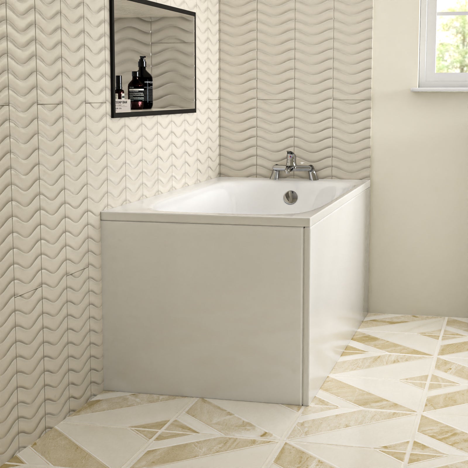 1600mm x 700mm Round Style Single End Straight Bath with Legs