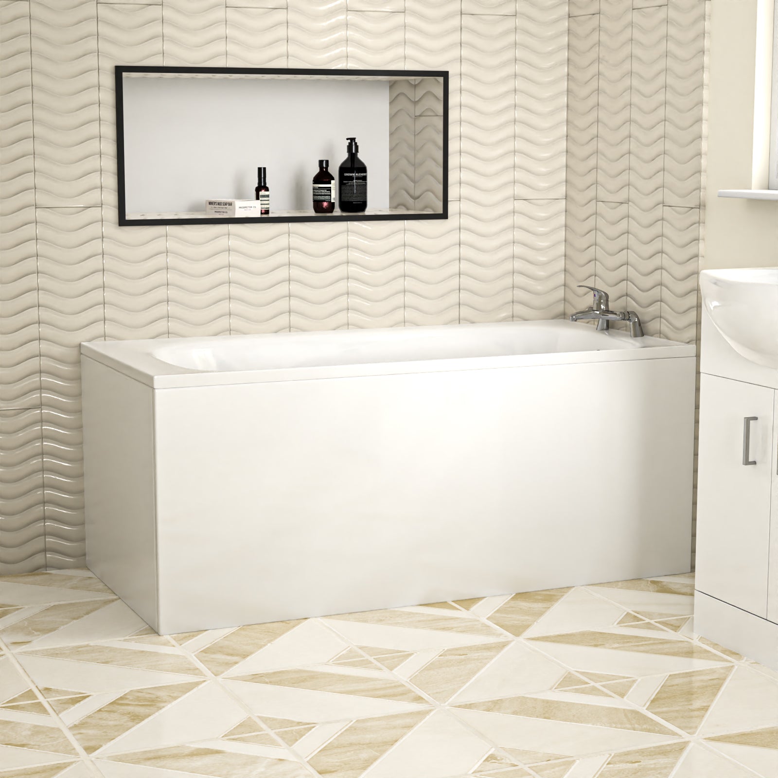 1600mm x 700mm Round Style Single End Straight Bath with Legs