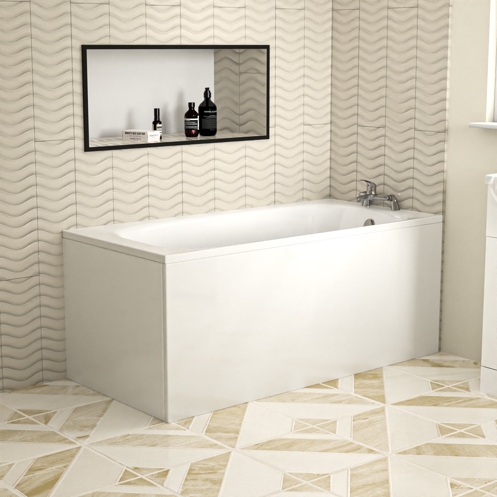 1600mm x 700mm Round Style Single End Straight Bath with Legs