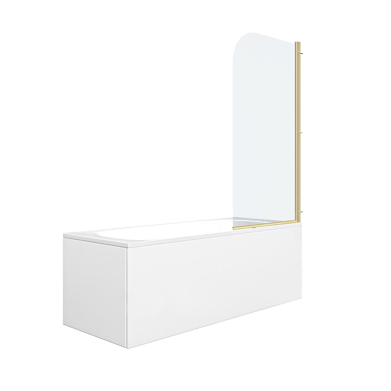 1700 x 700mm Round Bath with Legs and Brushed Brass Frame Curved Bath Screen