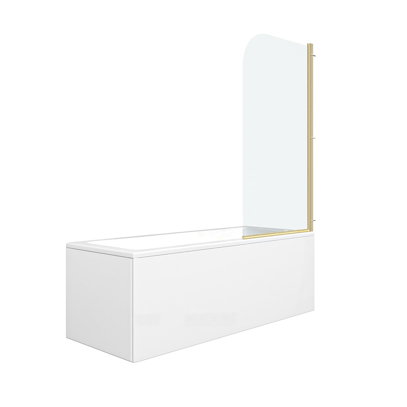 1700 x 700mm Square Bath with Legs and Brushed Brass Frame Curved Bath Screen