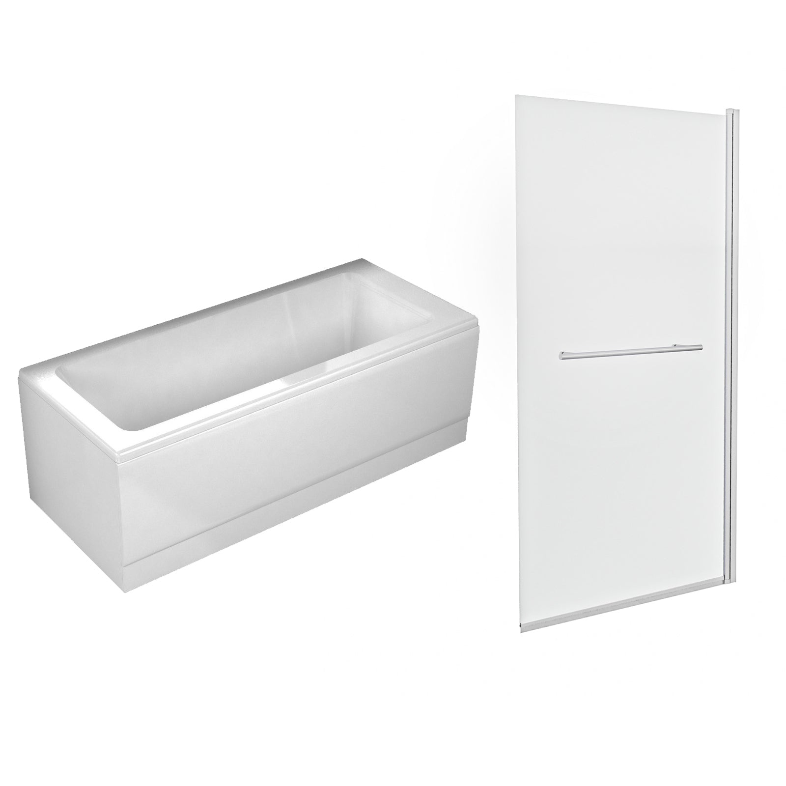 1700 x 700mm Square Bath, Square 800mm Bath Screen with Towel Bar