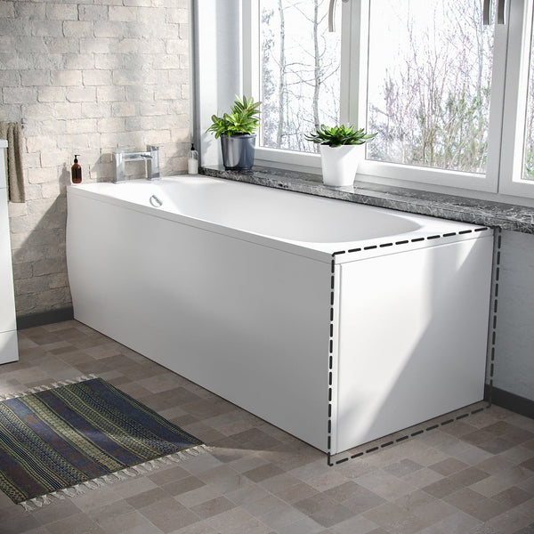 White Modern 700 Mm Standard High Gloss End Bath Panel
