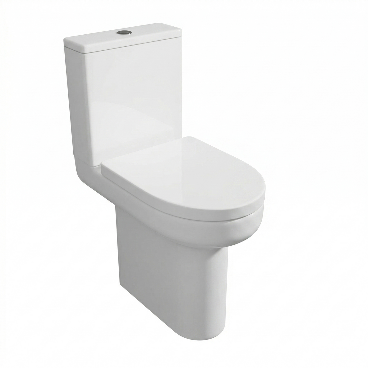 Kartell Bijoux White Comfort Height Close Coupled Rimless D Shape Toilet with Cistern & Soft Close Seat