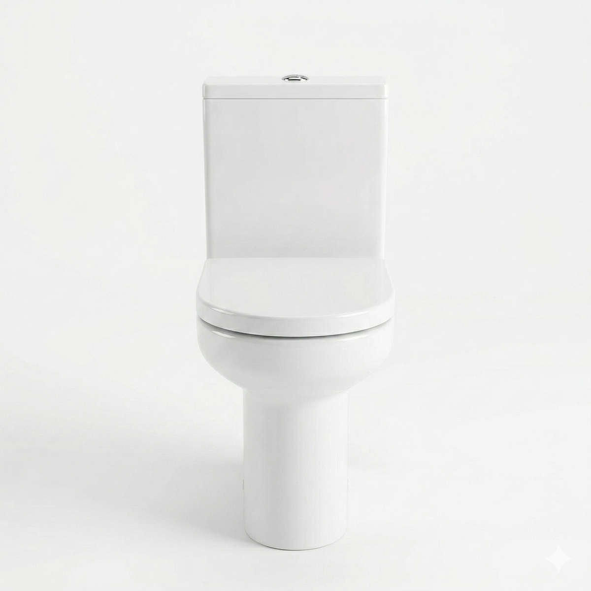 Kartell Bijoux White Comfort Height Close Coupled Rimless D Shape Toilet with Cistern & Soft Close Seat