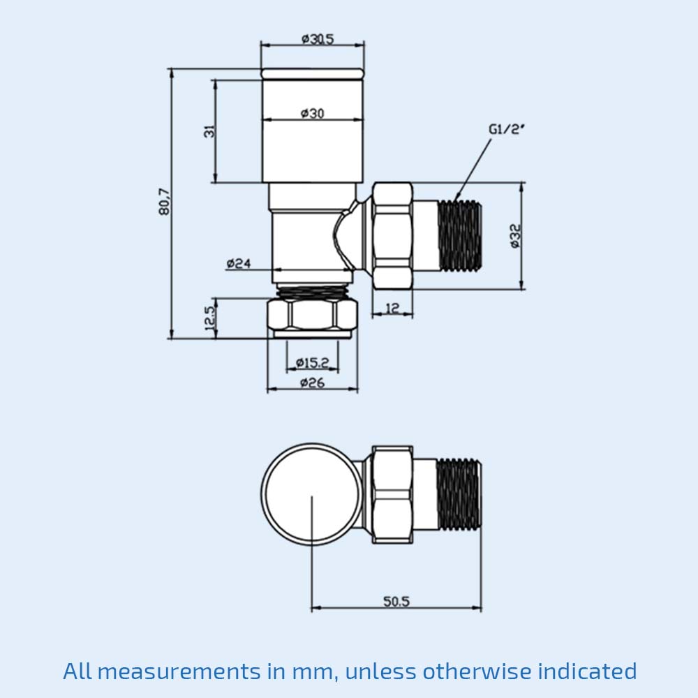 Kartell 15mm Radiator Valve Angled Matte Black (Pair)