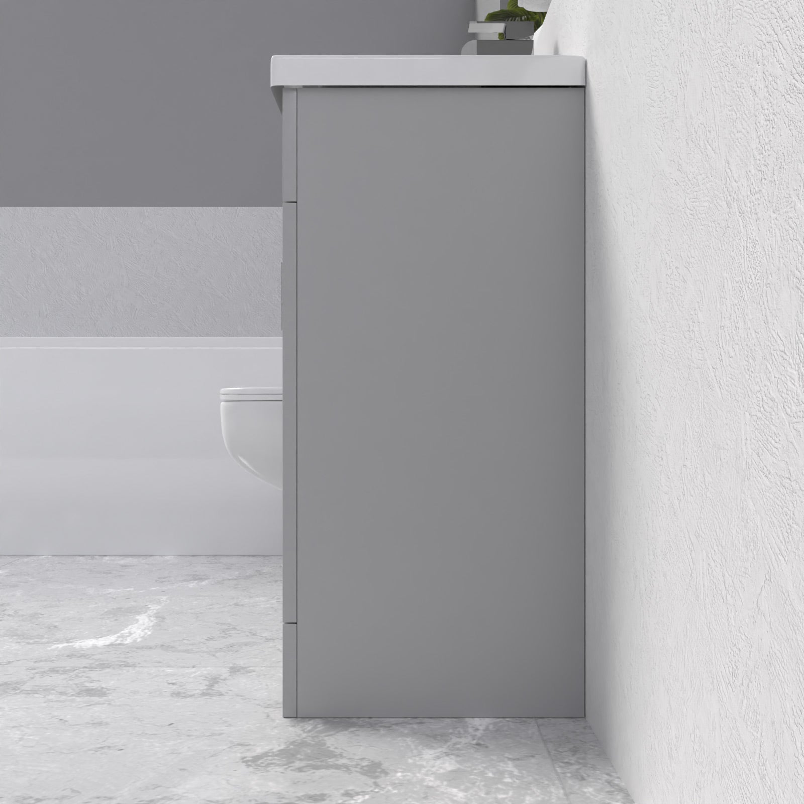 Nanuya 600mm Light Grey Bathroom with Basin Vanity & Close Coupled Toilet