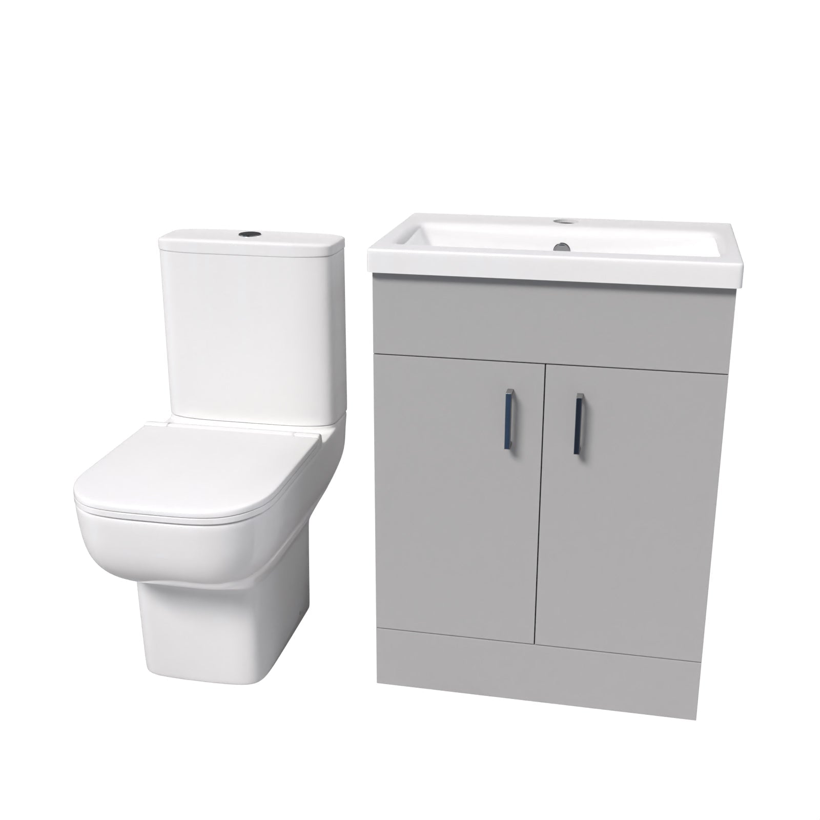 Nanuya 600mm Light Grey Bathroom with Basin Vanity & Close Coupled Toilet
