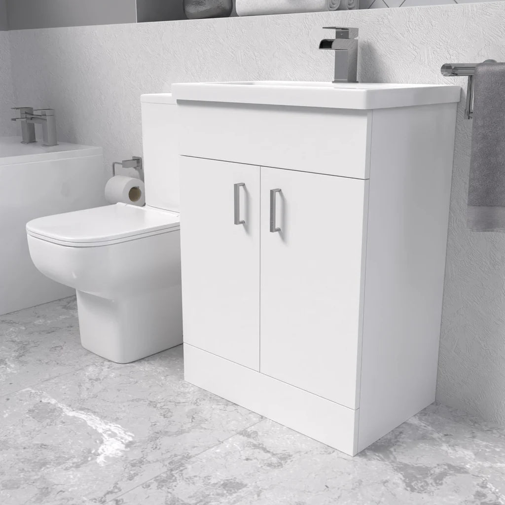 Nanuya 600mm White Bathroom with Basin Vanity & Close Coupled Toilet