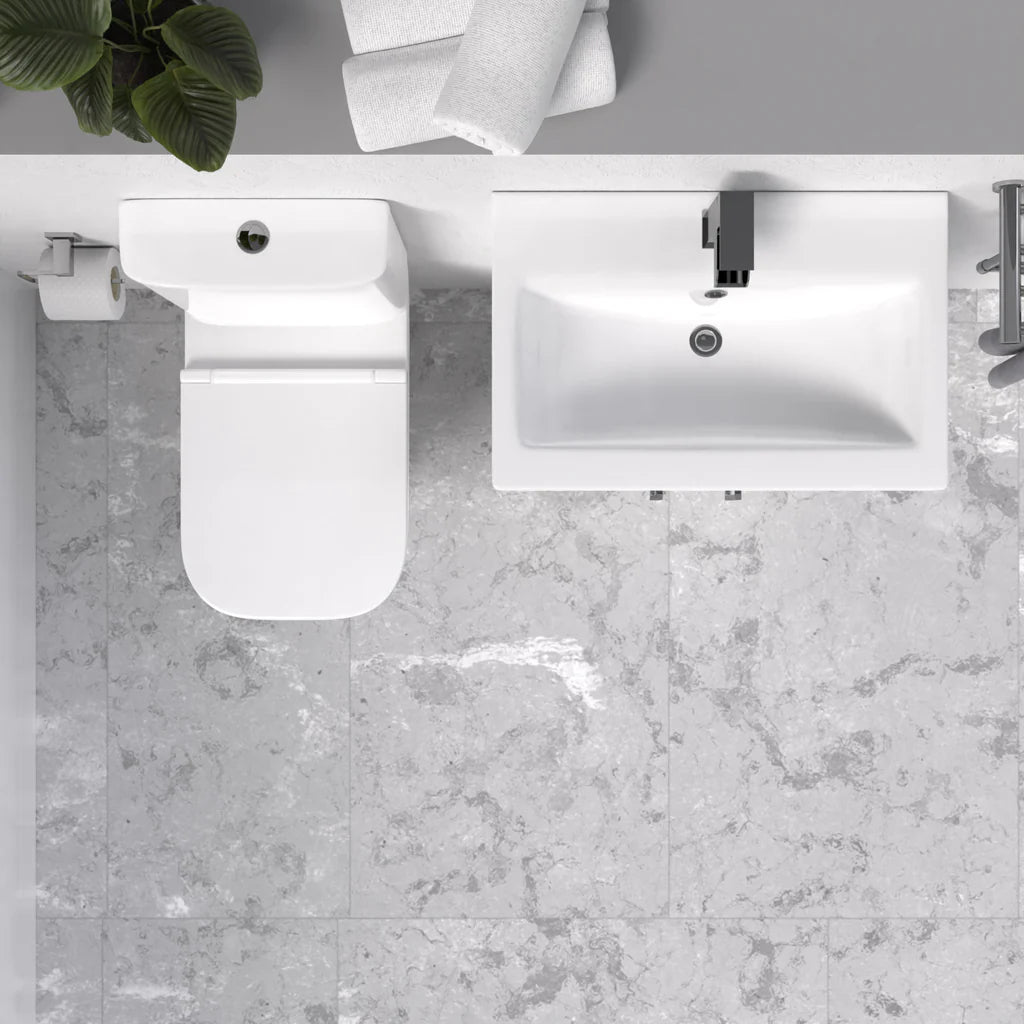 Nanuya 600mm White Bathroom with Basin Vanity & Close Coupled Toilet