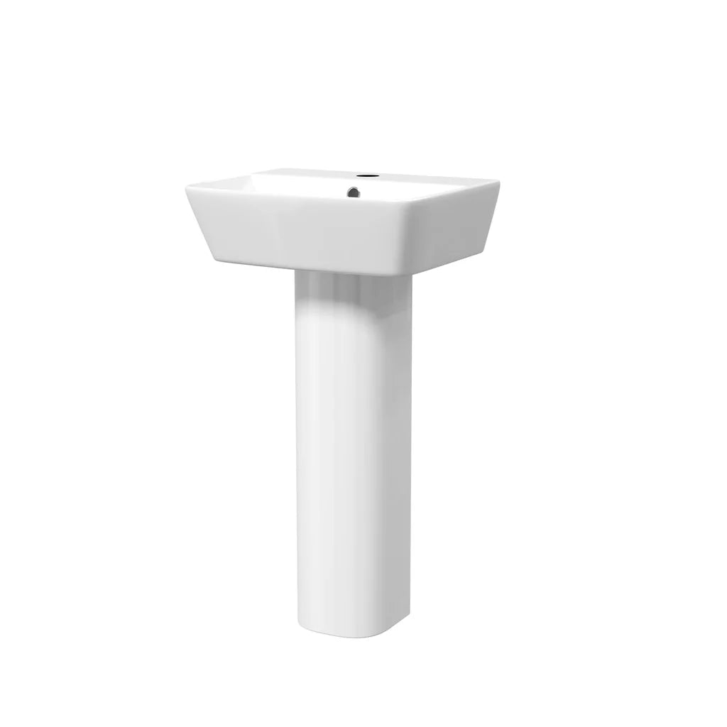Modern Square White 450mm Full Pedestal Basin