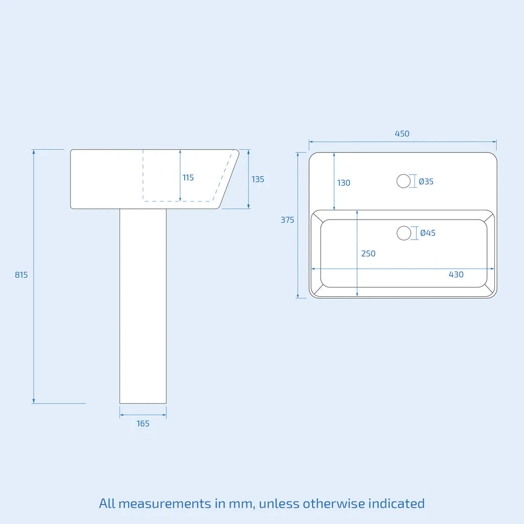 Louie Modern Full Bathroom Set - Square Close Coupled Toilet, 450mm Pedestal Basin, Bath Tub & Matte Black Fittings Suite