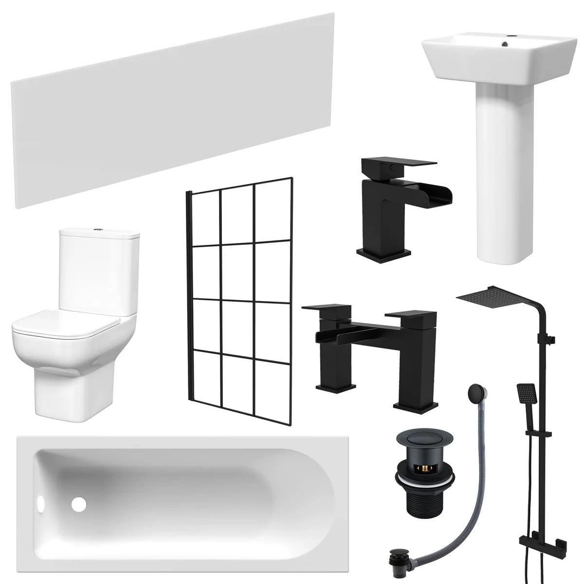 Aris 1500mm Square Pedestal Bathroom Suite with Taps Set