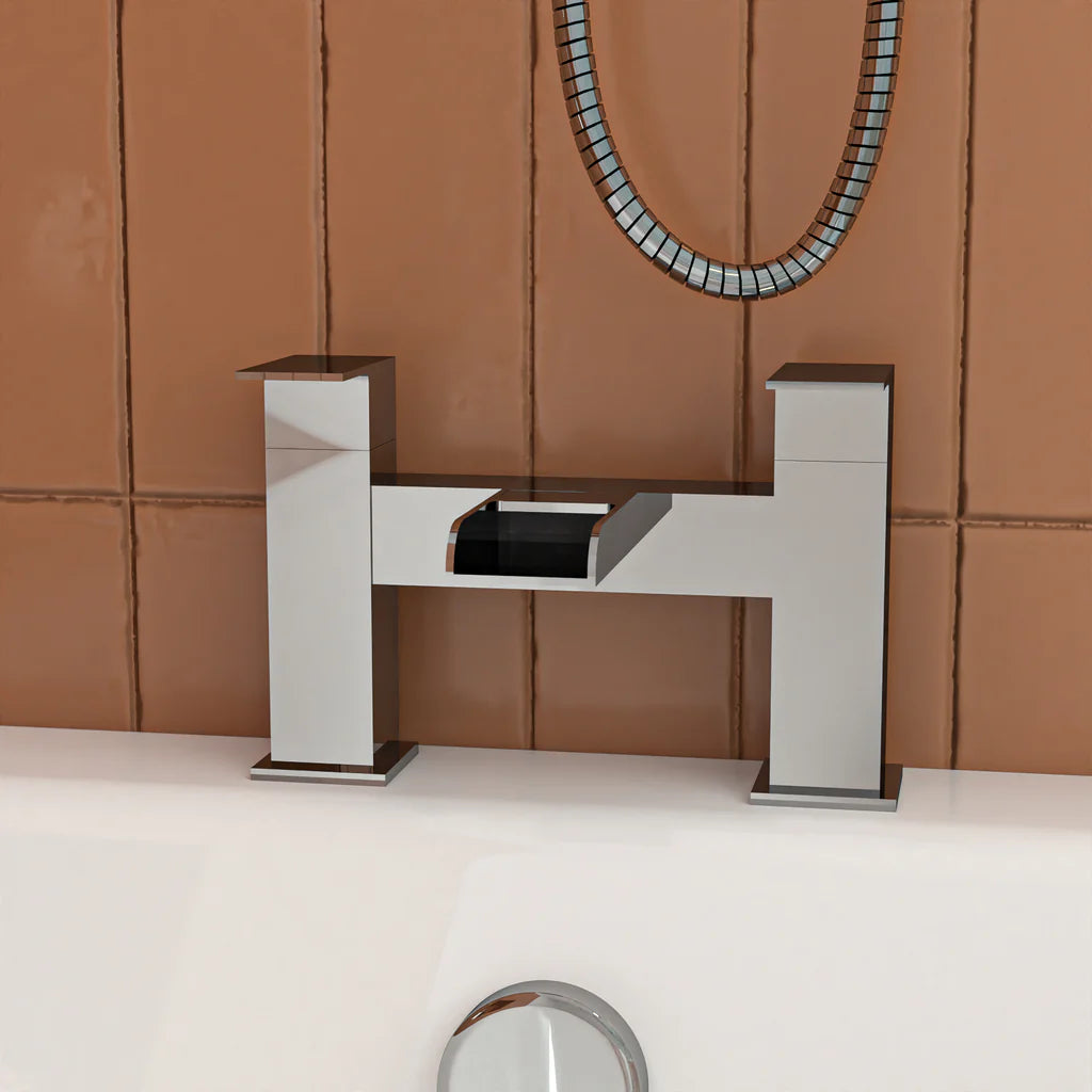Louie Full Bathroom Suite - 1700mm L-shape Bath, Close Coupled Toilet, 450mm Pedestal Basin, & Chrome Fittings Set