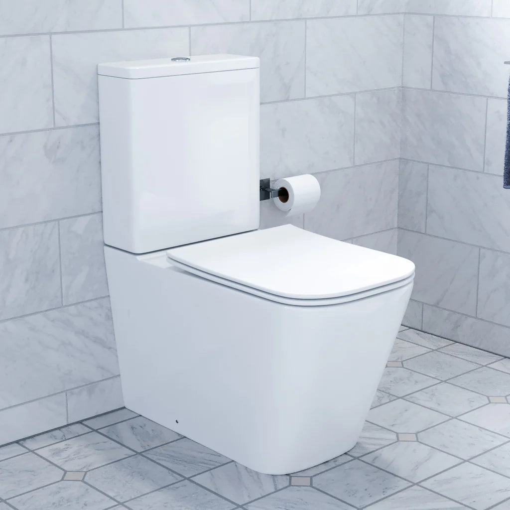 Norton Modern White Square Close Coupled Toilet & 500mm Full Pedestal Basin Set