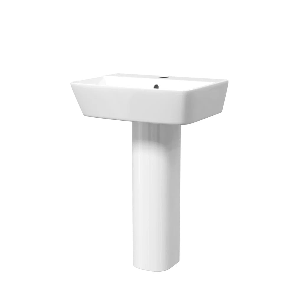 Modern Square White 560mm Full Pedestal Basin