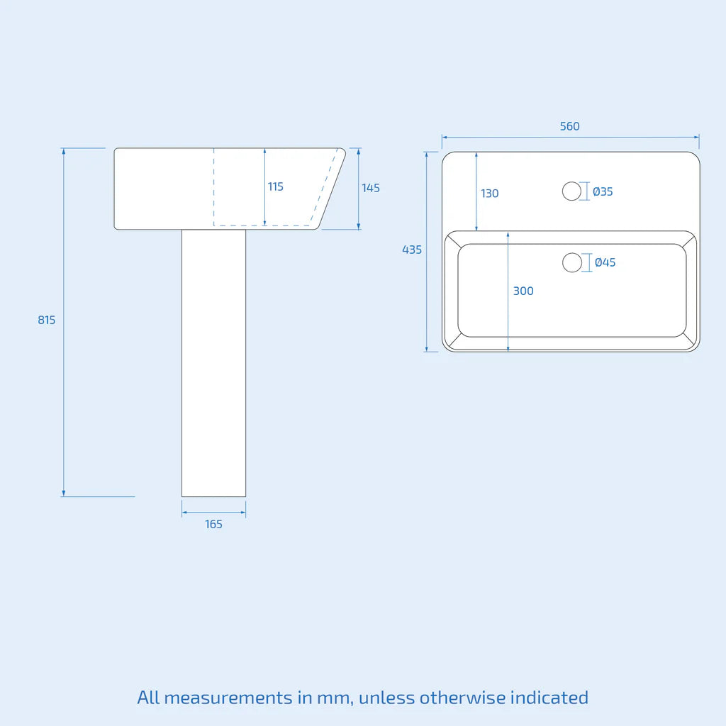 Louie Modern White Square Close Coupled Toilet & 560mm Full Pedestal Basin Set