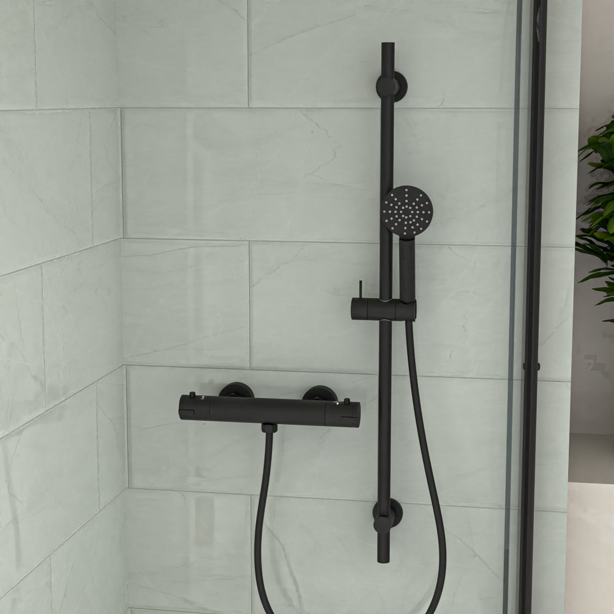 Cassis 1700mm Complete Bathroom Suite with Shower Bath & Matte Black Taps Set