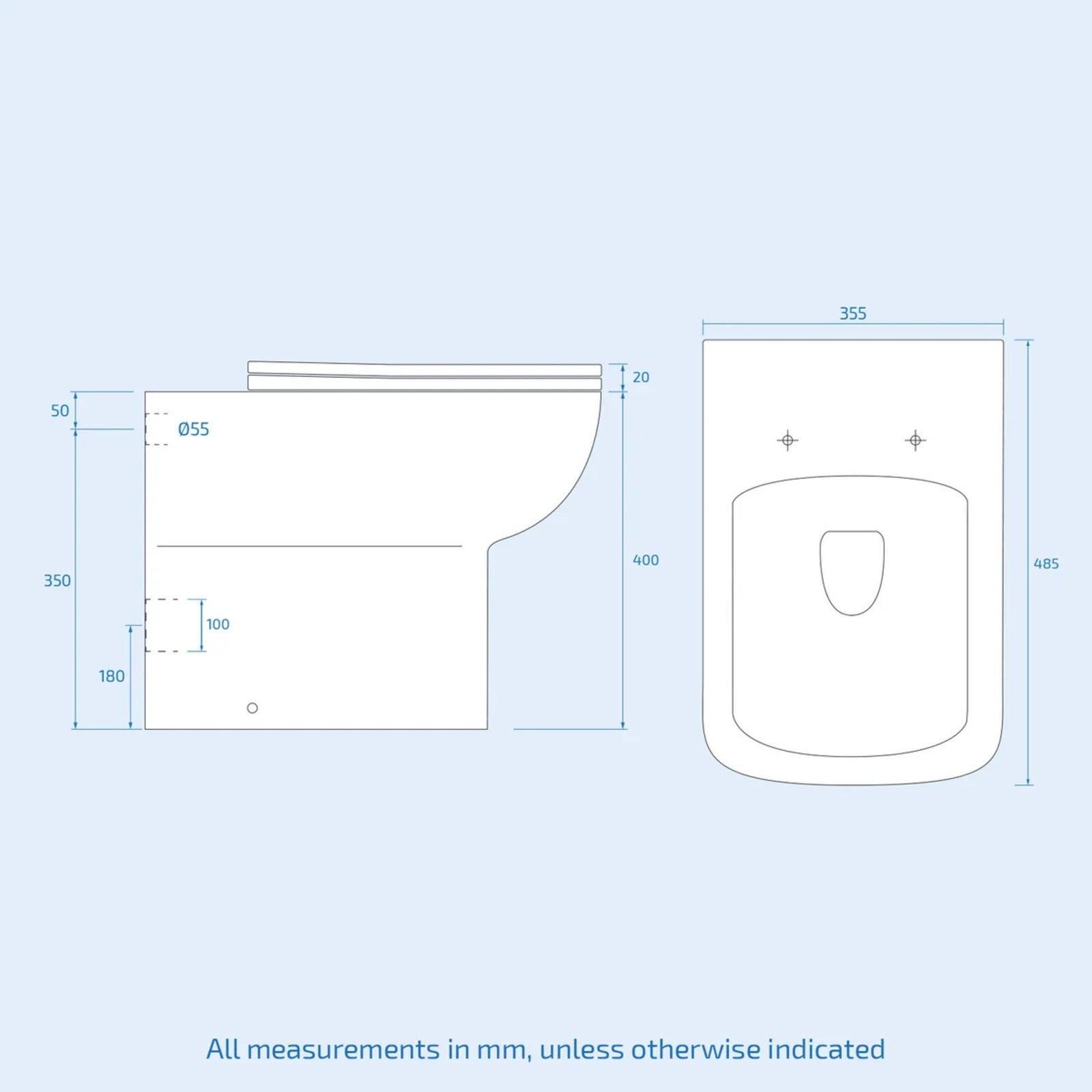 Afern Anthracite 500mm Basin Vanity WC Unit & Rimless Back to Wall Toilet