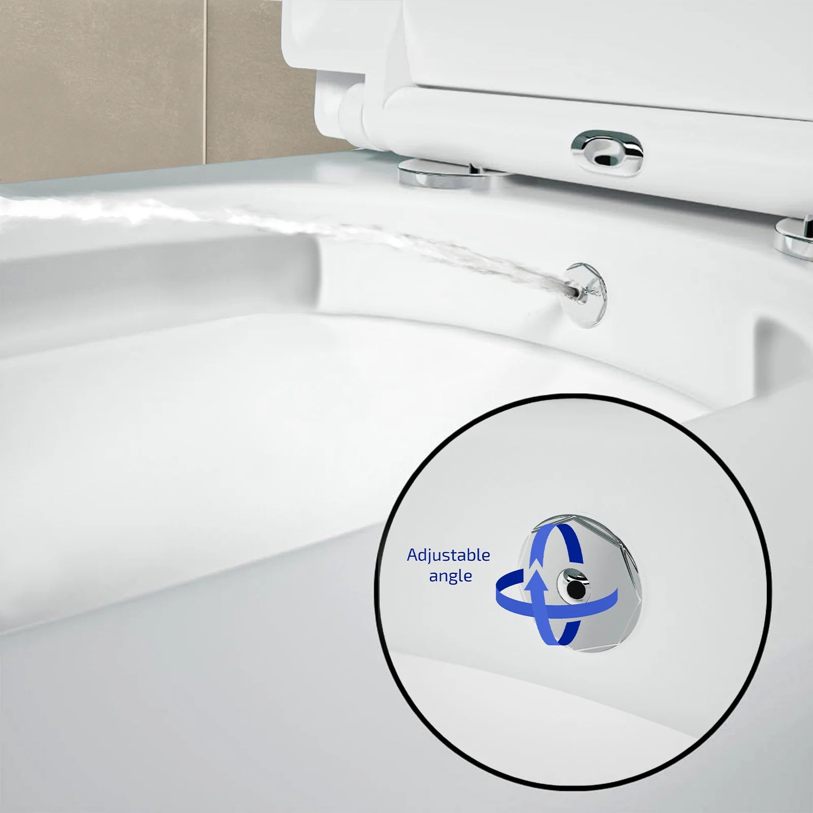 Square Rimless Close Coupled Toilet Pan with Integrated Bidet
