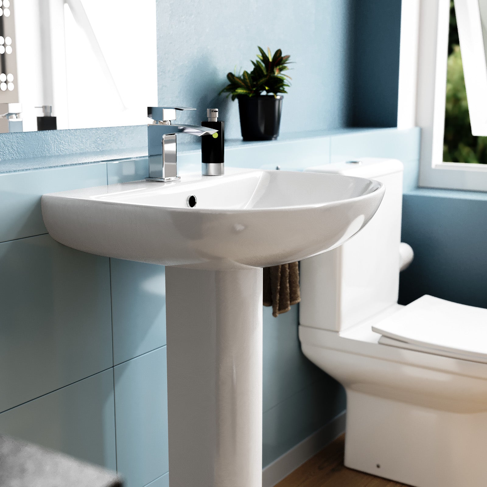 Langley 550mm Full Pedestal Basin Sink White