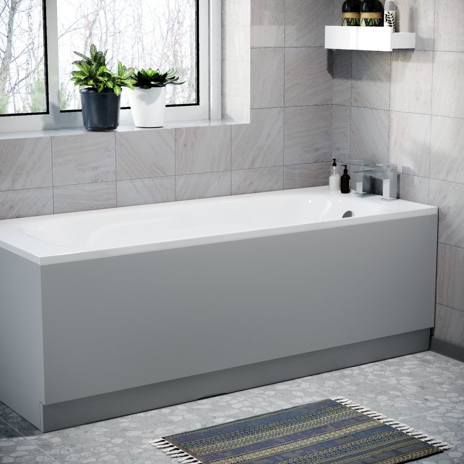 Matt Grey 1700mm Water Proof Durable PVC Front Bath Panel 15mm Thick