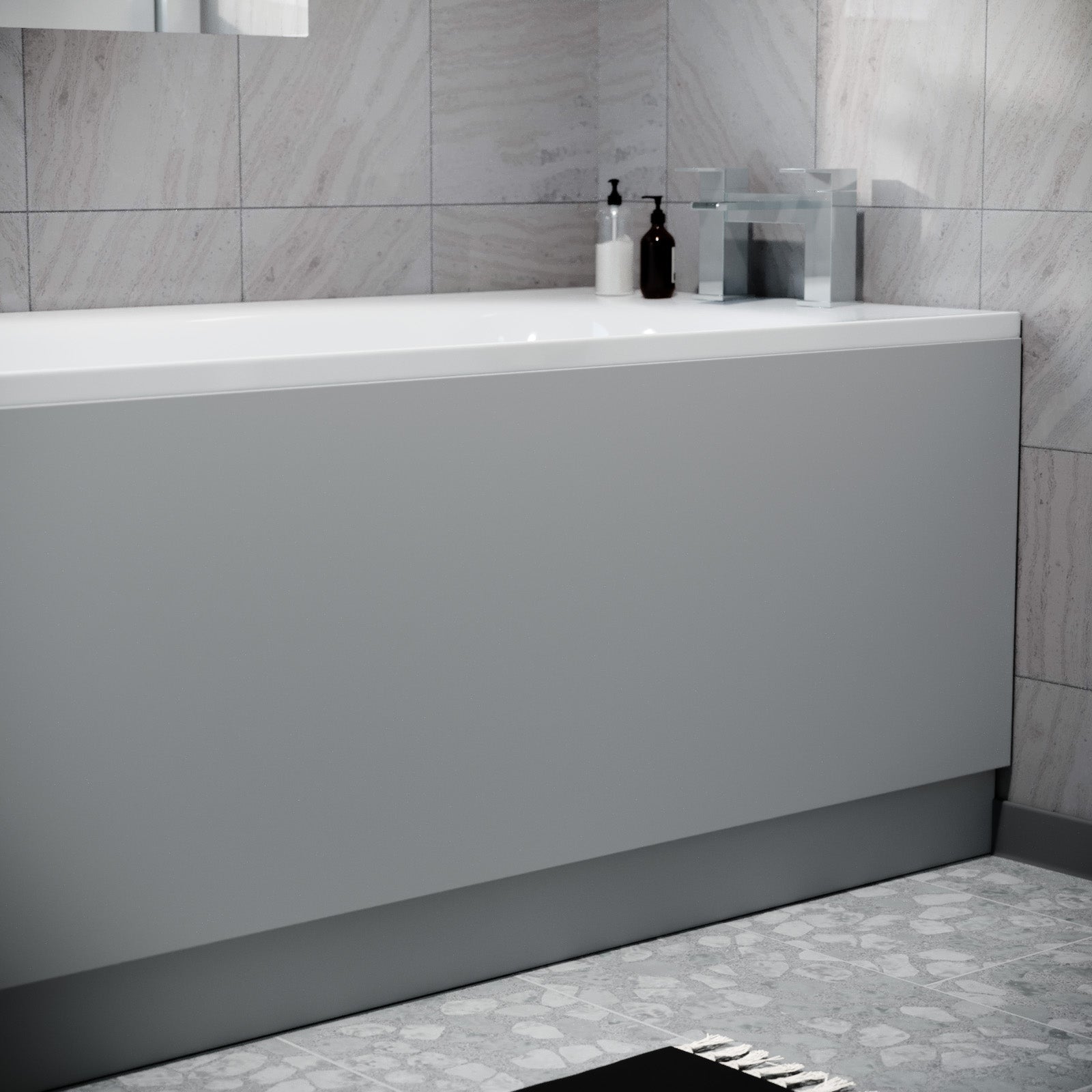 Matt Grey 1700mm Water Proof Durable PVC Front Bath Panel 15mm Thick