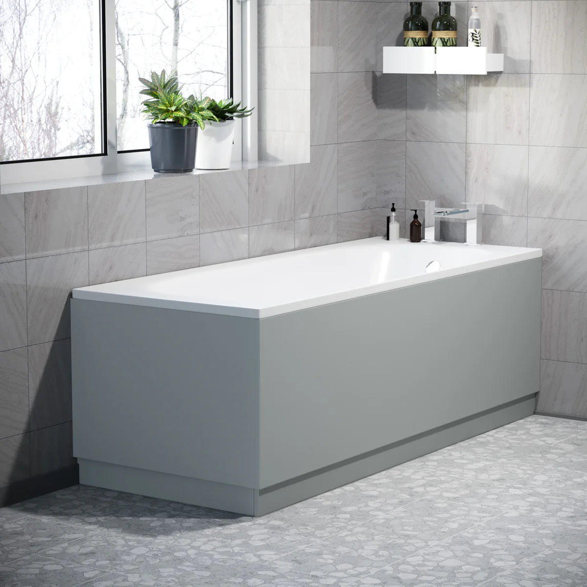 Water Proof Bath Panels 1800 Front and 800 End Panel Matt Grey
