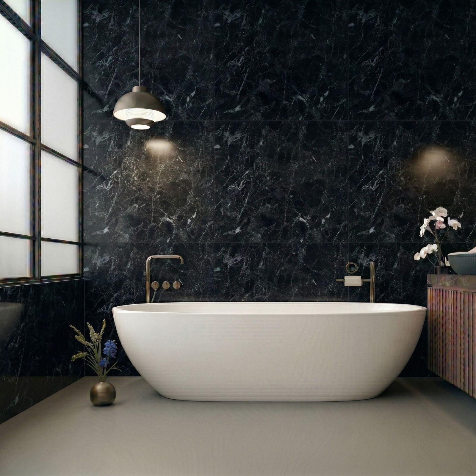Black Quatz PVC Shower Wall Panel 1000mm X 2400mm X 10mm