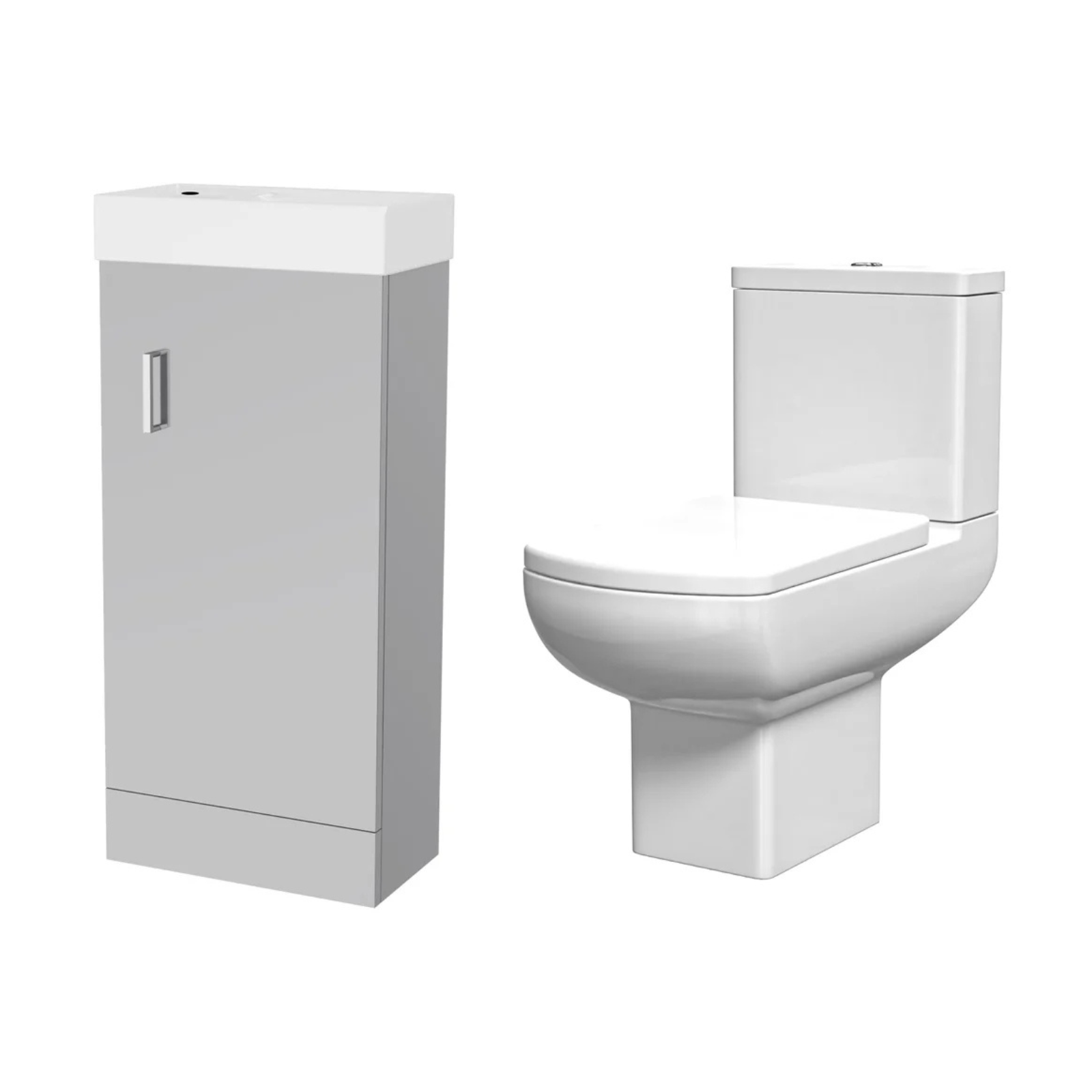 Nanuya Cloakroom 400mm Matte Grey Freestanding Vanity Basin Unit & Close Coupled Toilet with Soft Close Seat